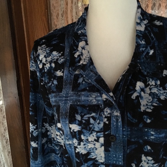 Style & Co. NICE Blue 3/4 Sleeve Blouse Size Large - Picture 3 of 7